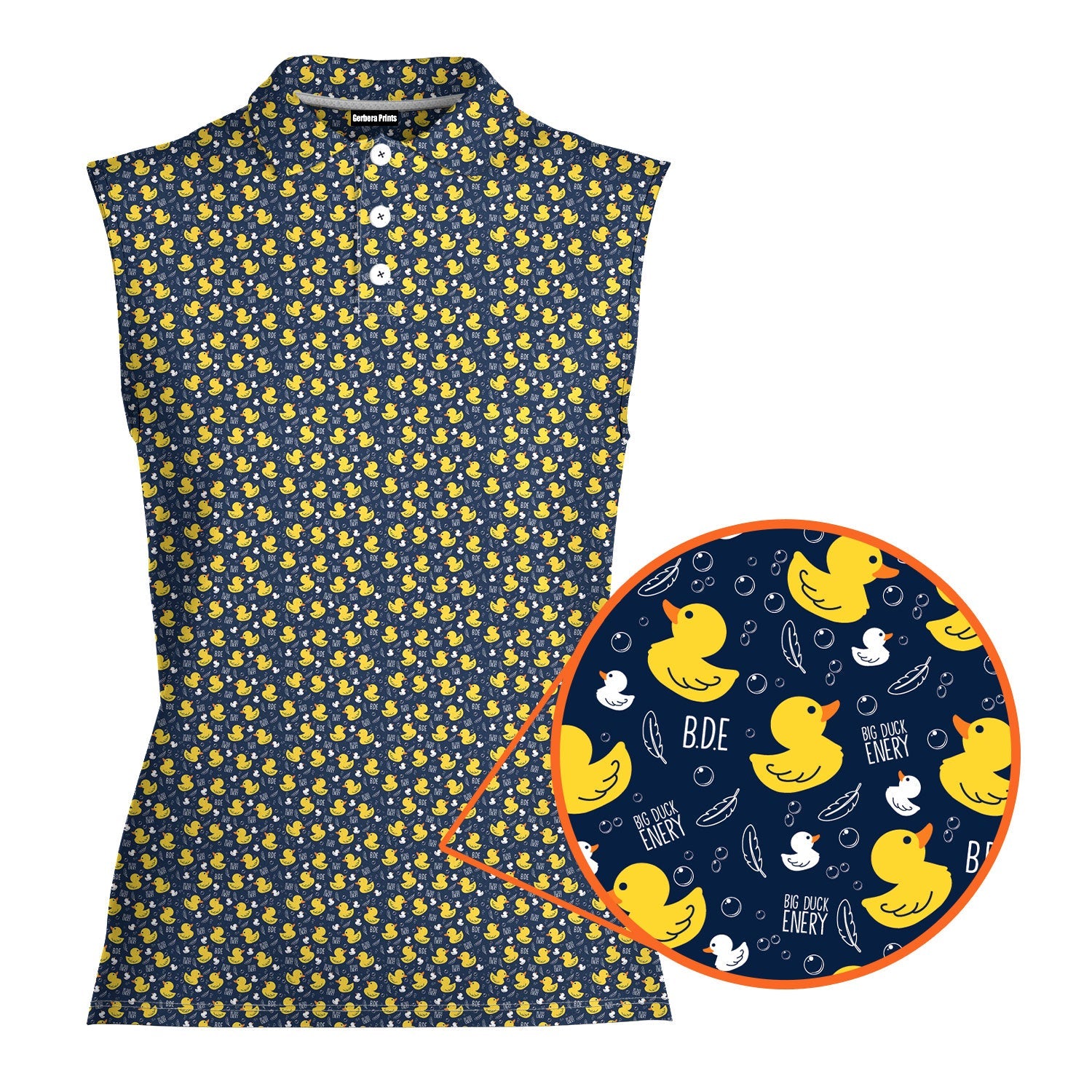 Big Ducks Energy-Women Sleeveless Polo Shirt-Gerbera Prints