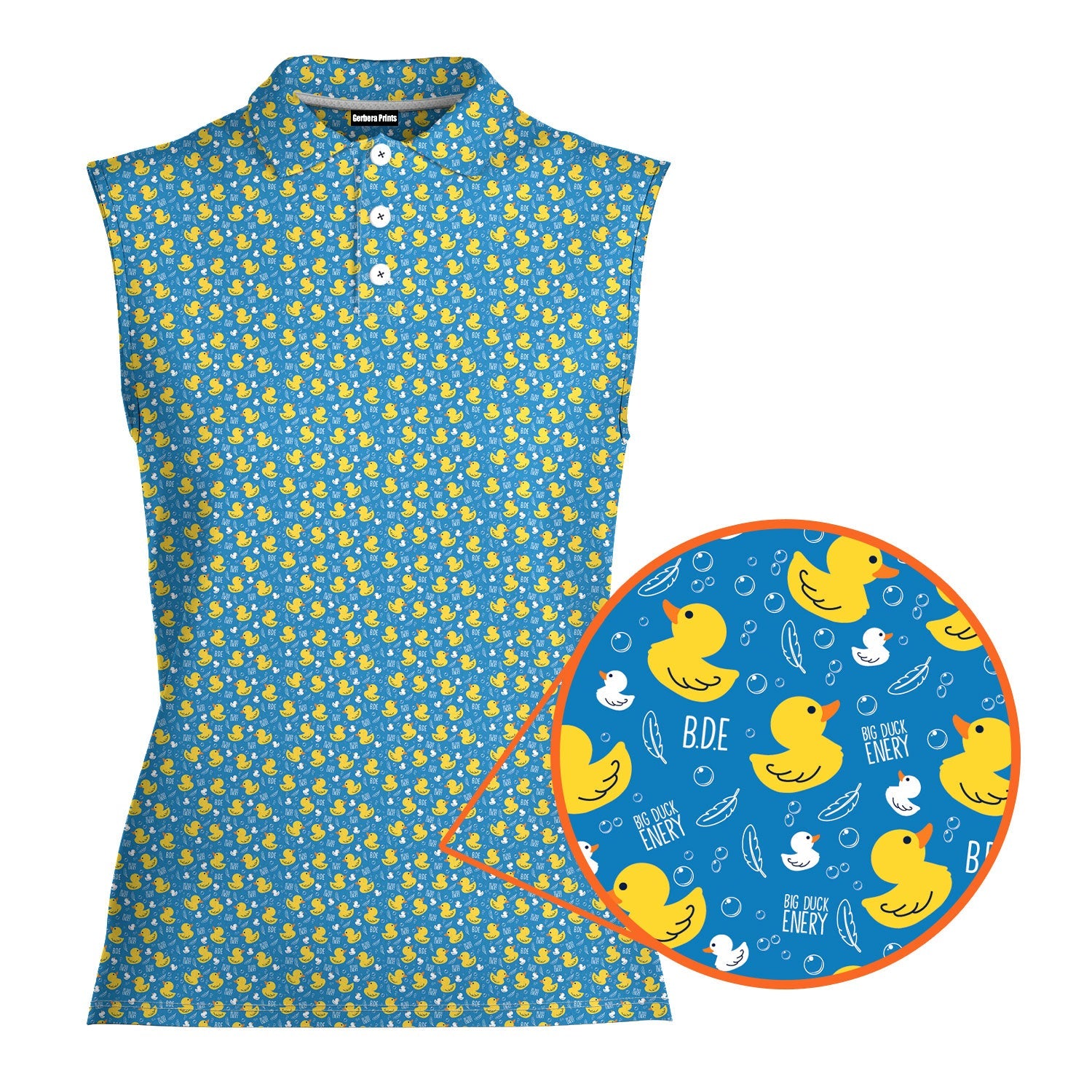 Big Ducks Energy-Women Sleeveless Polo Shirt-Gerbera Prints