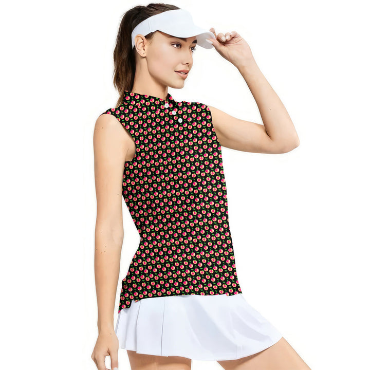 Sweet Peach Charm - Ladies Sleeveless Golf Polo