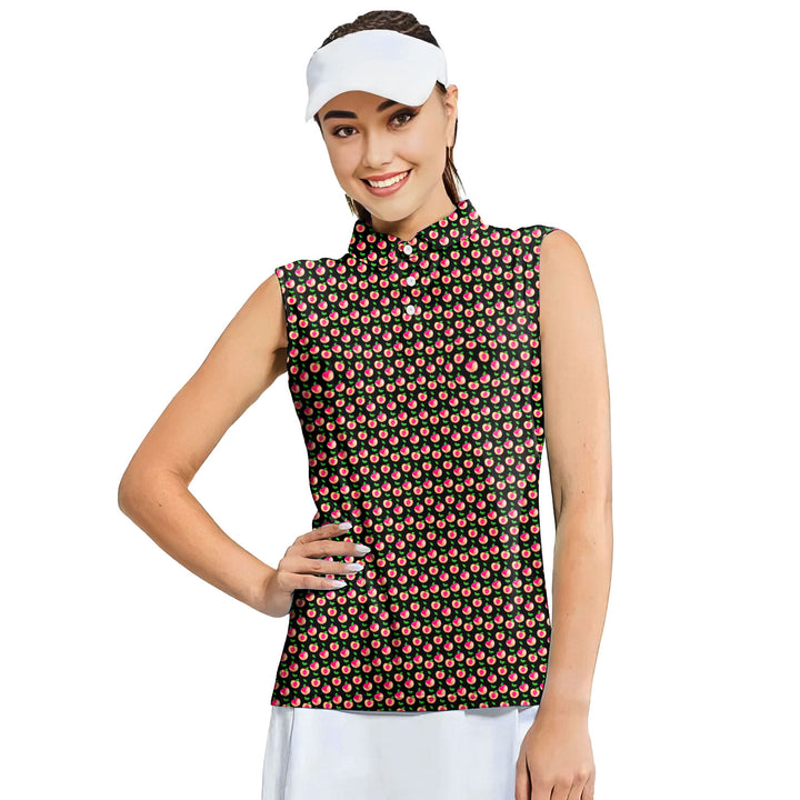 Sweet Peach Charm - Ladies Sleeveless Golf Polo