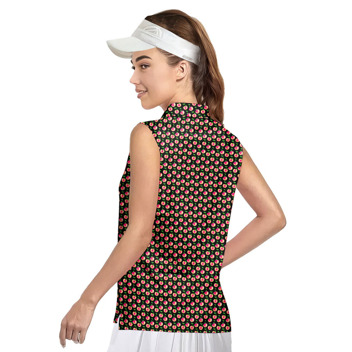 Sweet Peach Charm - Ladies Sleeveless Golf Polo