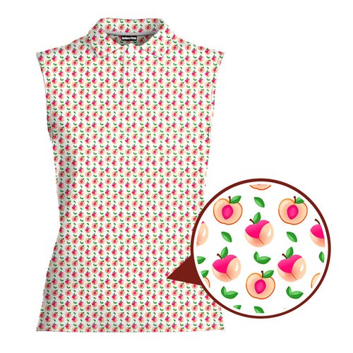 Sweet Peach Charm-Women Sleeveless Polo Shirt-Gerbera Prints