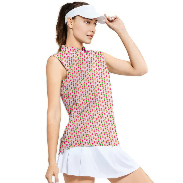 Sweet Peach Charm - Ladies Sleeveless Golf Polo