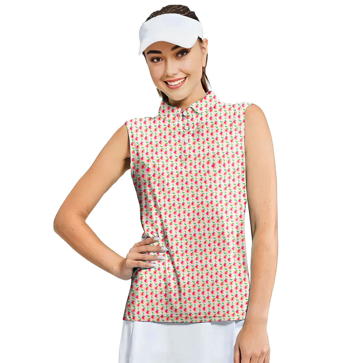 Sweet Peach Charm - Ladies Sleeveless Golf Polo