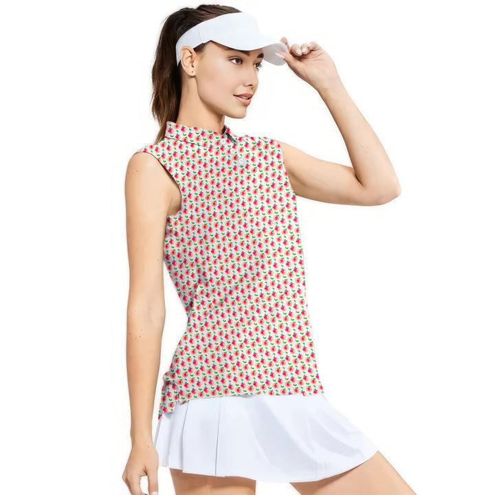 Sweet Peach Charm - Ladies Sleeveless Golf Polo