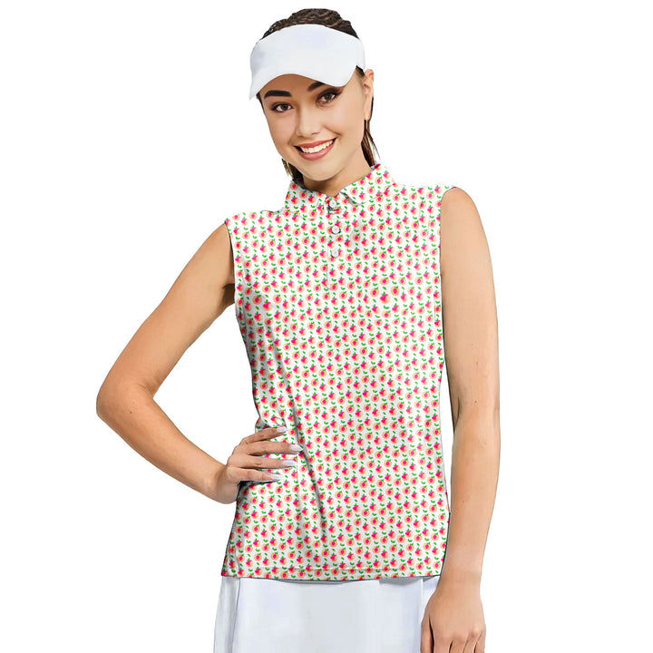 Sweet Peach Charm - Ladies Sleeveless Golf Polo