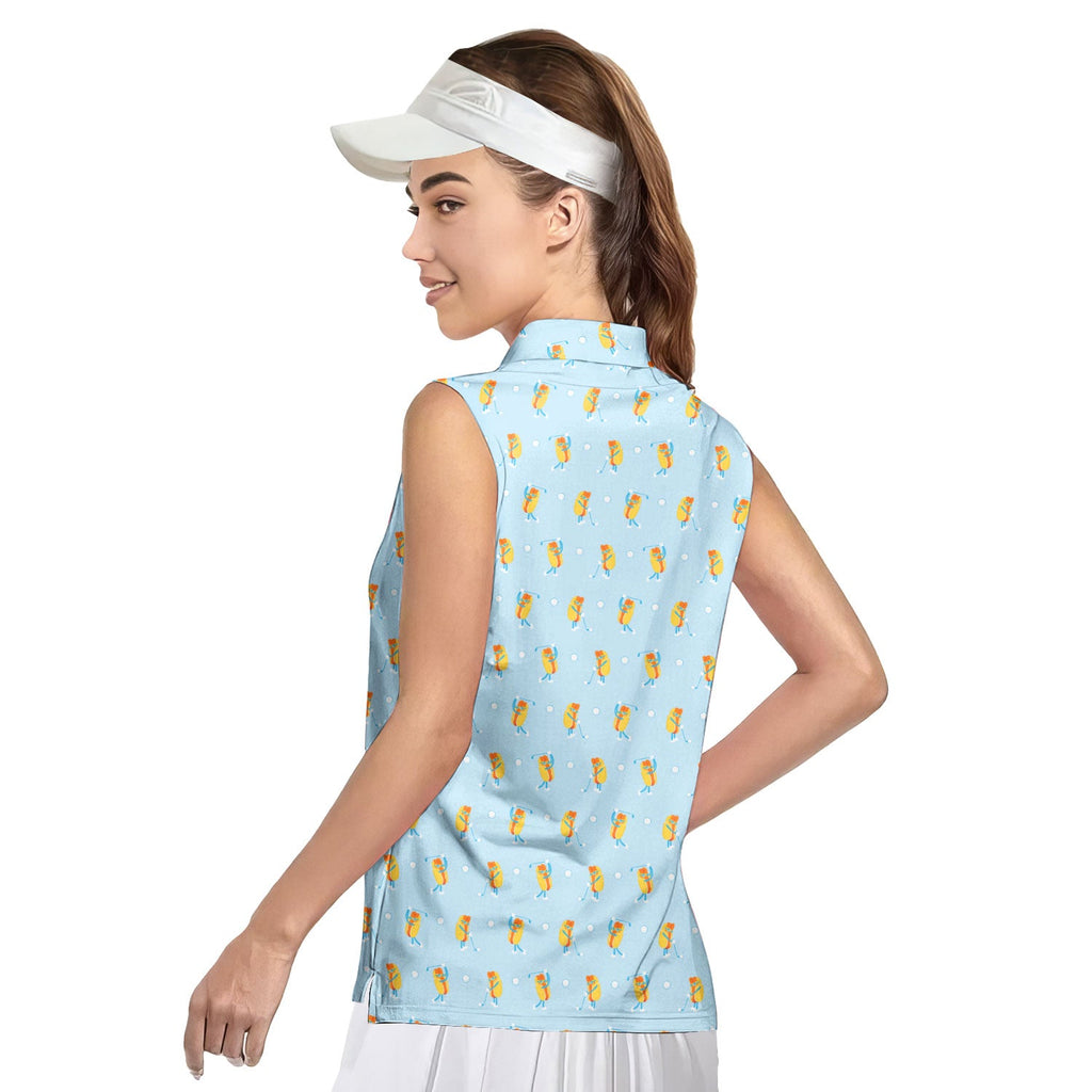 Sizzlin' Swing-Women Sleeveless Polo Shirt-Gerbera Prints