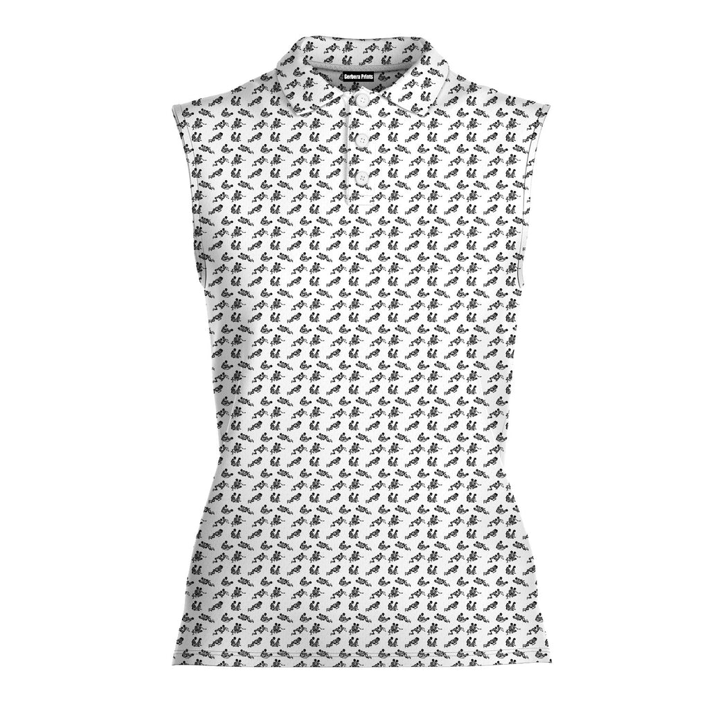 Endless Love-Women Sleeveless Polo Shirt-Gerbera Prints