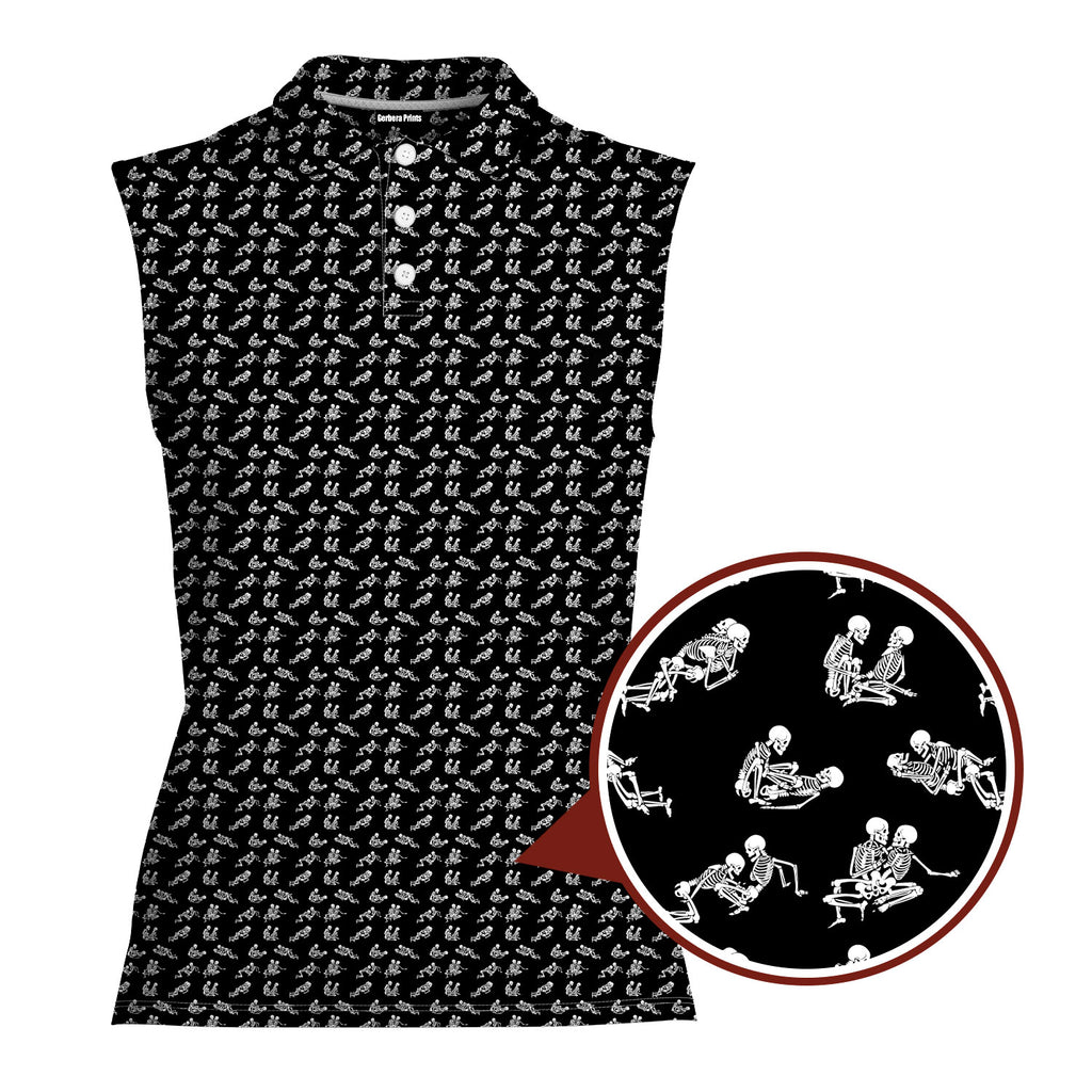 Endless Love-Women Sleeveless Polo Shirt-Gerbera Prints