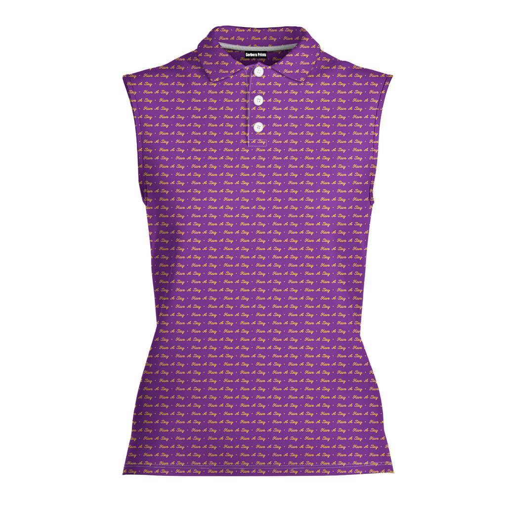 Have A Day-Women Sleeveless Polo Shirt-Gerbera Prints