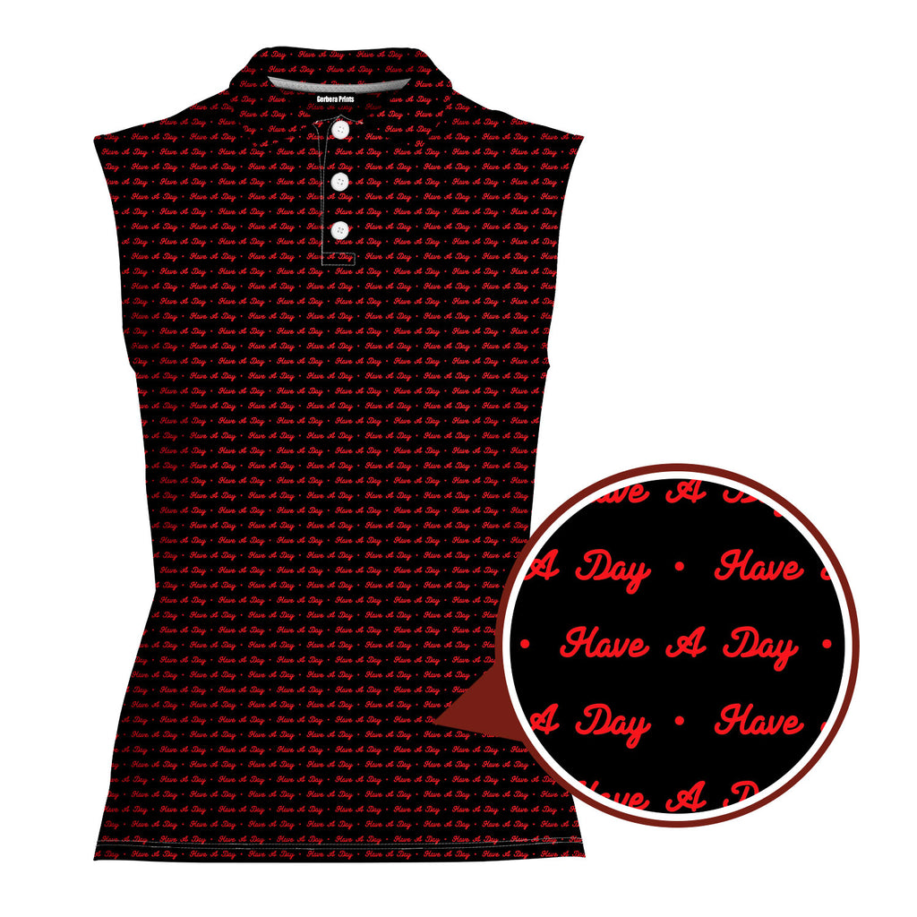 Have A Day-Women Sleeveless Polo Shirt-Gerbera Prints