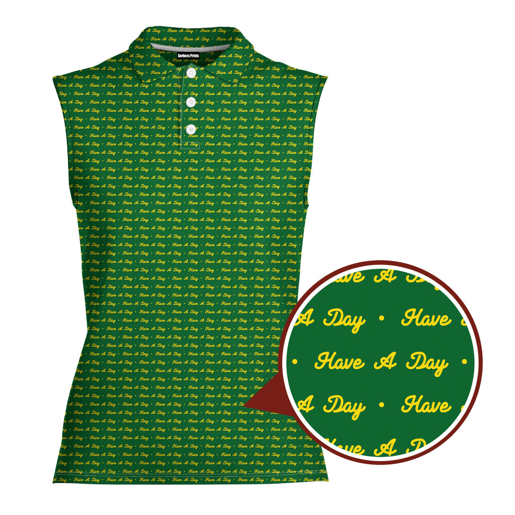 Have A Day-Women Sleeveless Polo Shirt-Gerbera Prints