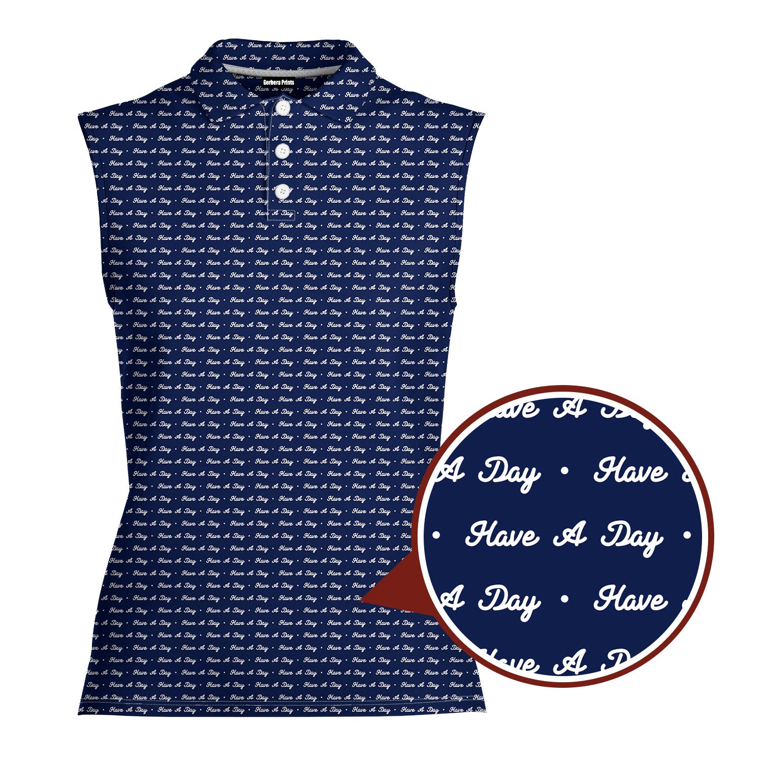 Have A Day-Women Sleeveless Polo Shirt-Gerbera Prints