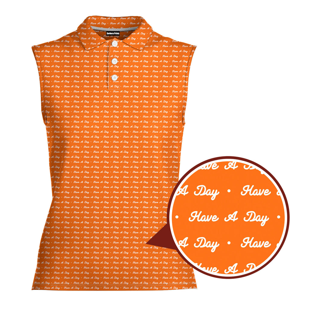 Have A Day-Women Sleeveless Polo Shirt-Gerbera Prints