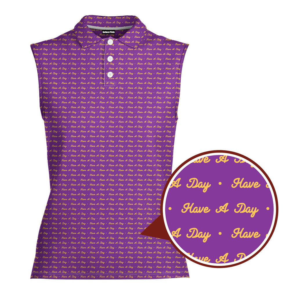 Have A Day-Women Sleeveless Polo Shirt-Gerbera Prints