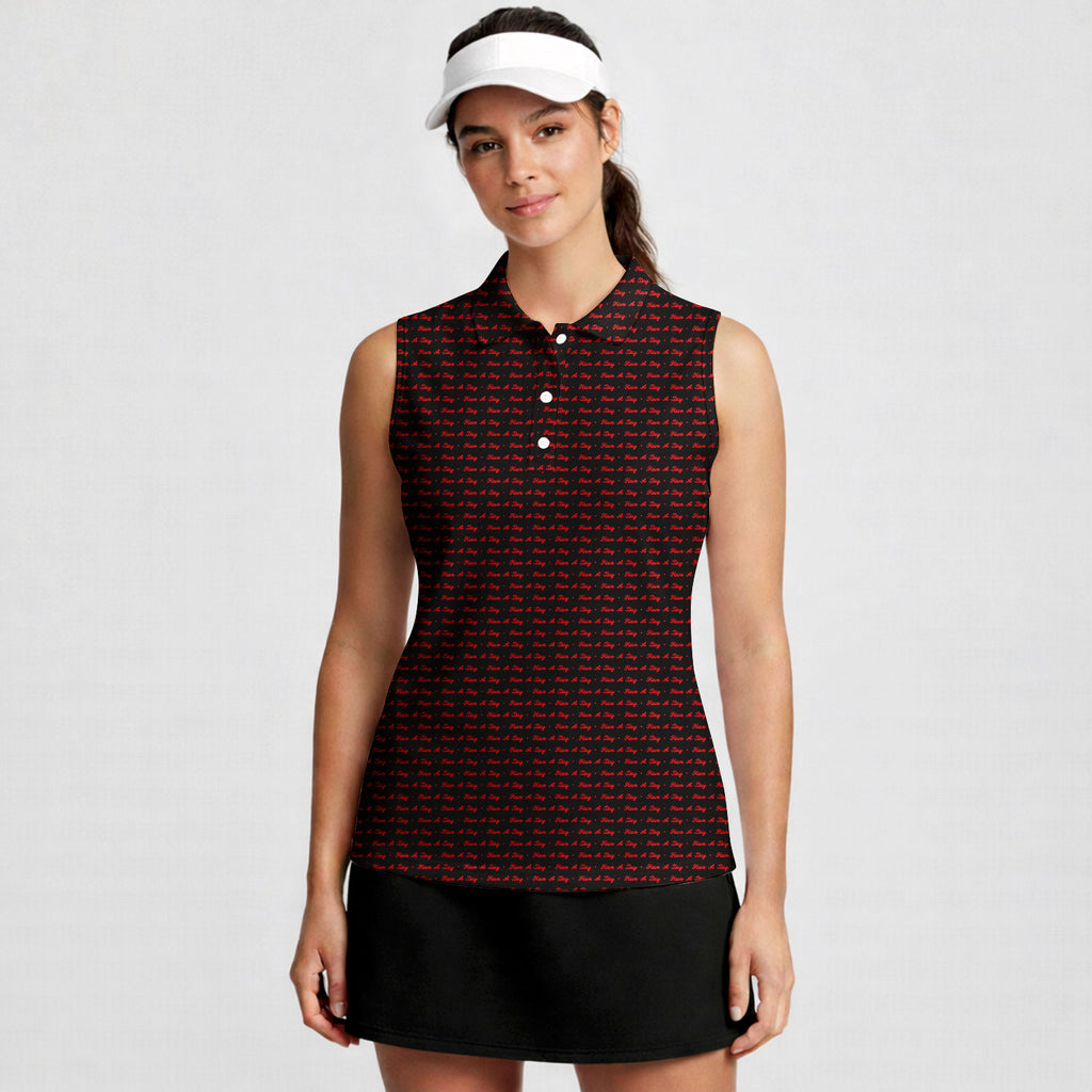 Have A Day-Women Sleeveless Polo Shirt-Gerbera Prints