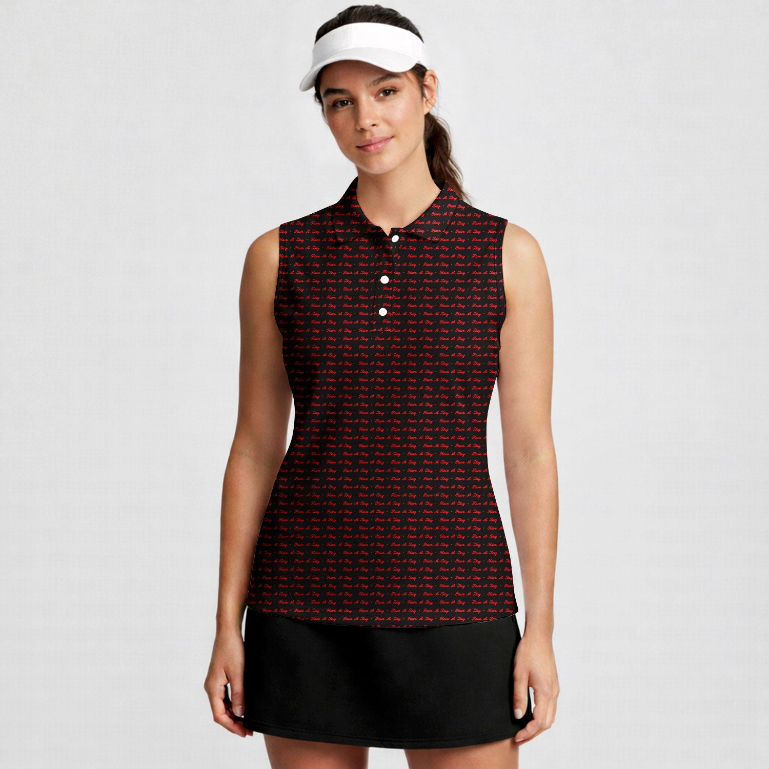 Have A Day-Women Sleeveless Polo Shirt-Gerbera Prints