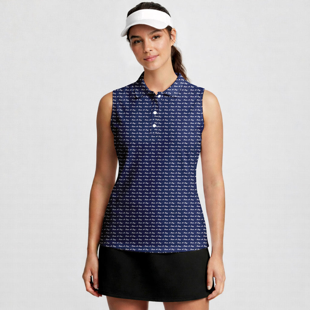 Have A Day-Women Sleeveless Polo Shirt-Gerbera Prints