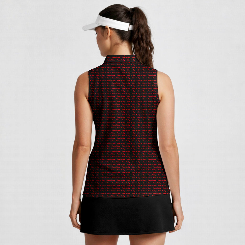 Have A Day-Women Sleeveless Polo Shirt-Gerbera Prints