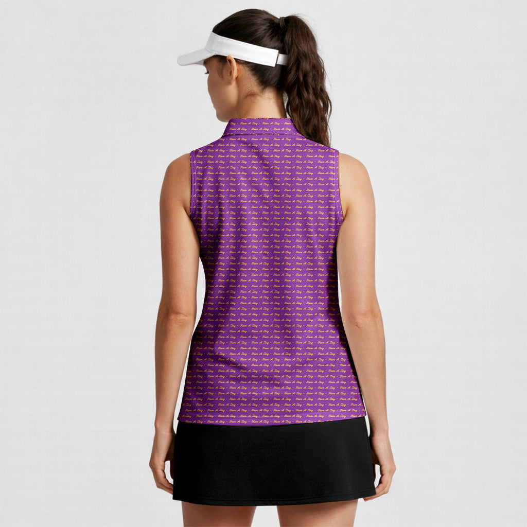 Have A Day-Women Sleeveless Polo Shirt-Gerbera Prints