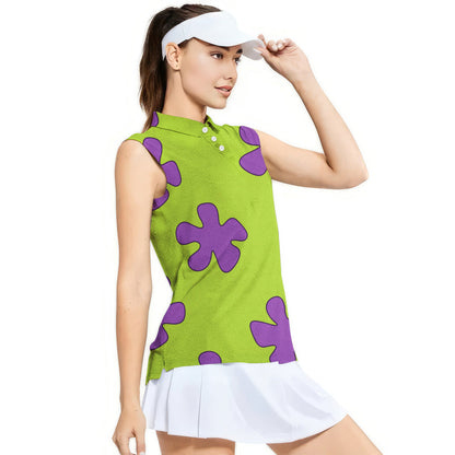 Summer Casual Patrick Star Cartoon - Ladies Sleeveless Golf Polo Shirt 