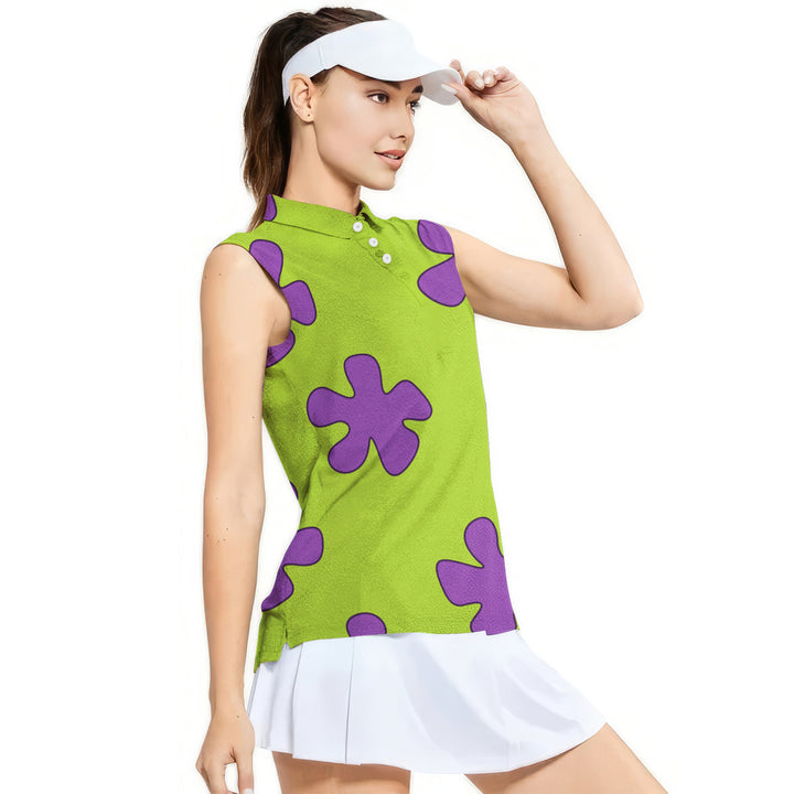 Summer Casual Patrick Star Cartoon - Ladies Sleeveless Golf Polo Shirt 