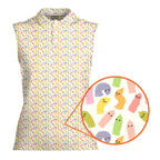 Cute Raincoat Cartoon Character-Women Sleeveless Polo Shirt-Gerbera Prints