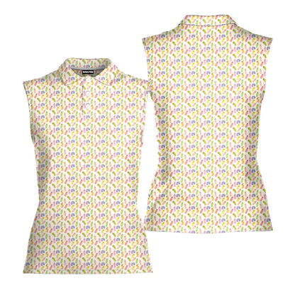 Cute Raincoat Cartoon Character - Ladies Sleeveless Golf Polo Shirt