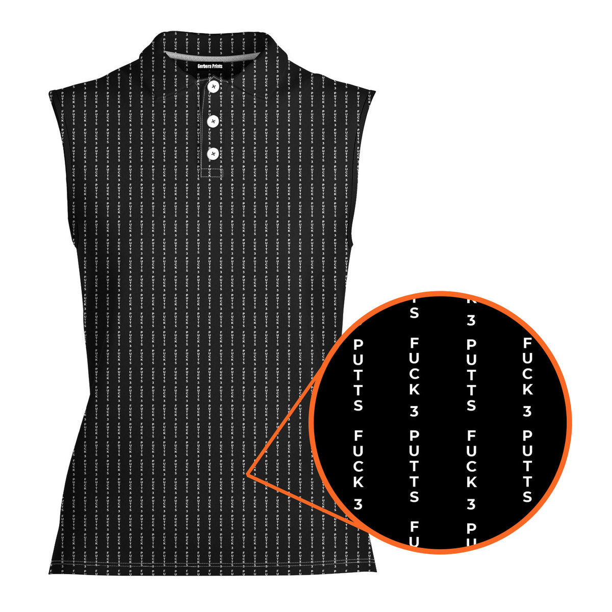 The F#@K-Women Sleeveless Polo Shirt-Gerbera Prints