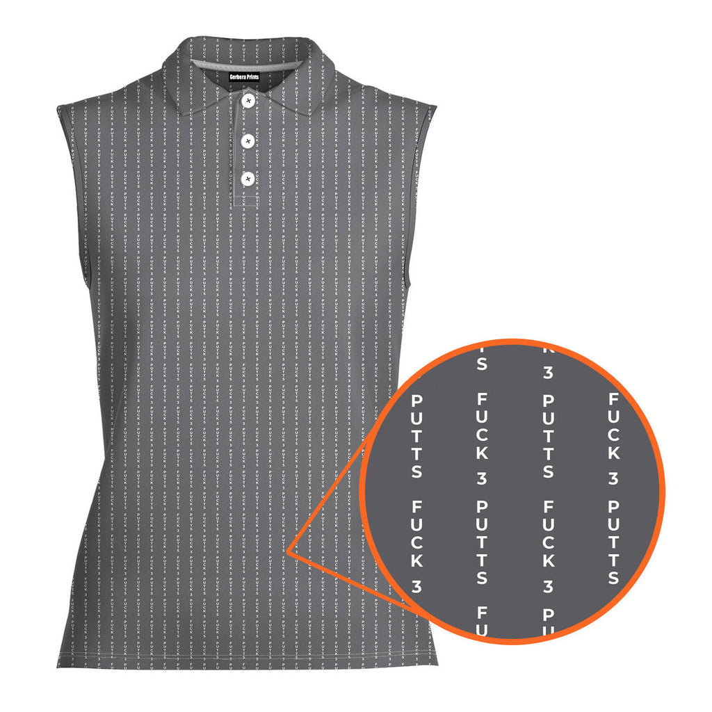 The F#@K-Women Sleeveless Polo Shirt-Gerbera Prints