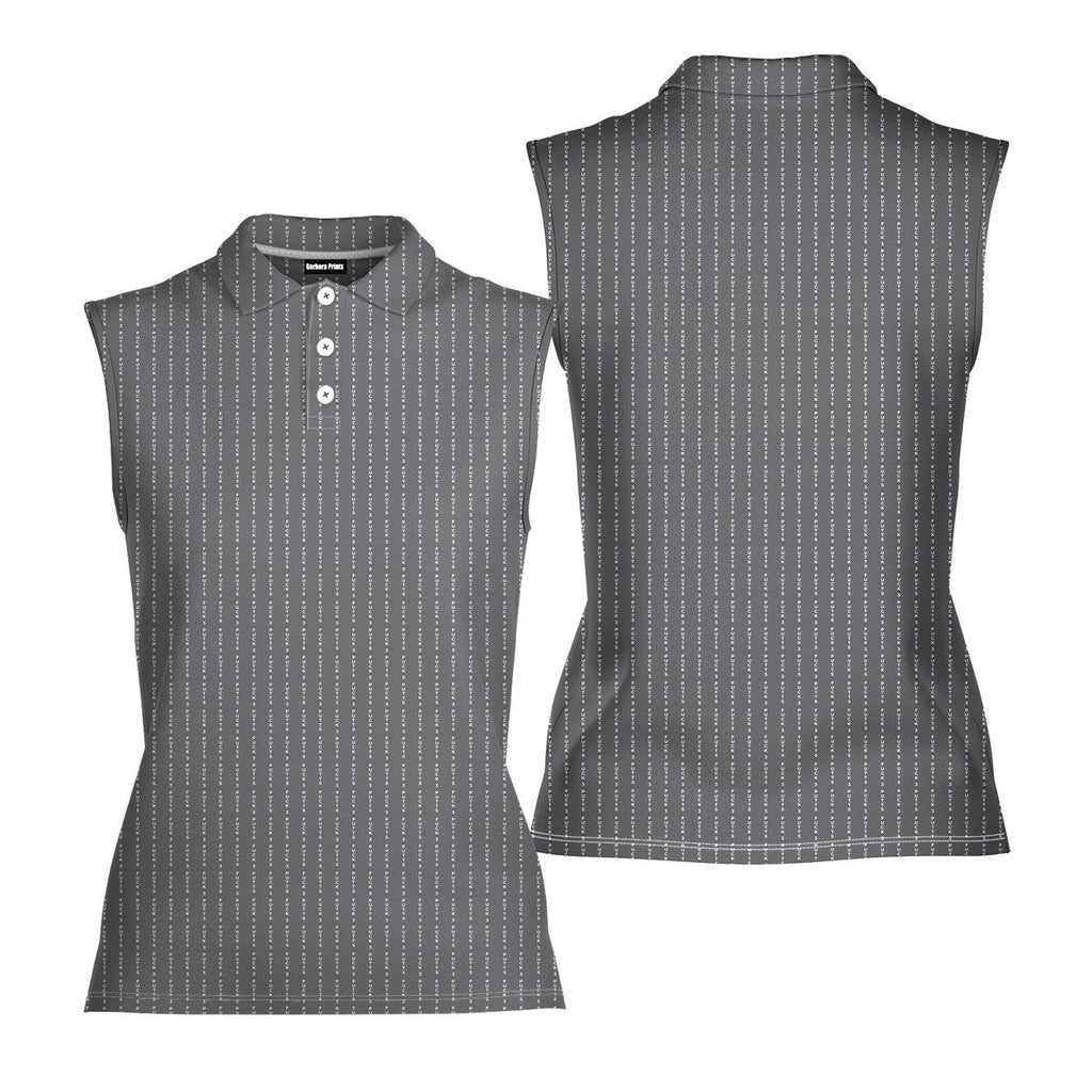 The F#@K-Women Sleeveless Polo Shirt-Gerbera Prints