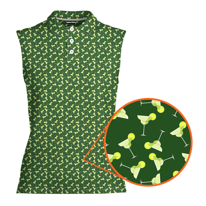 19th Hole Margarita Cocktail Slice Lime - Ladies Sleeveless Golf Polo