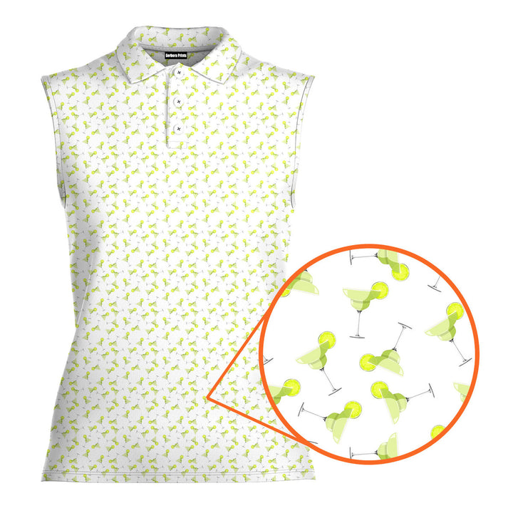 19th Hole Margarita Cocktail Slice Lime - Ladies Sleeveless Golf Polo