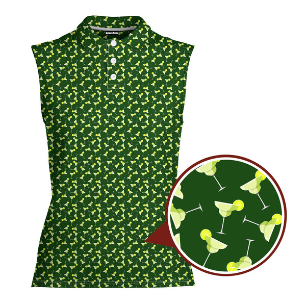 19th Hole Margarita Cocktail Slice Lime Women's Sleeveless Golf Polo