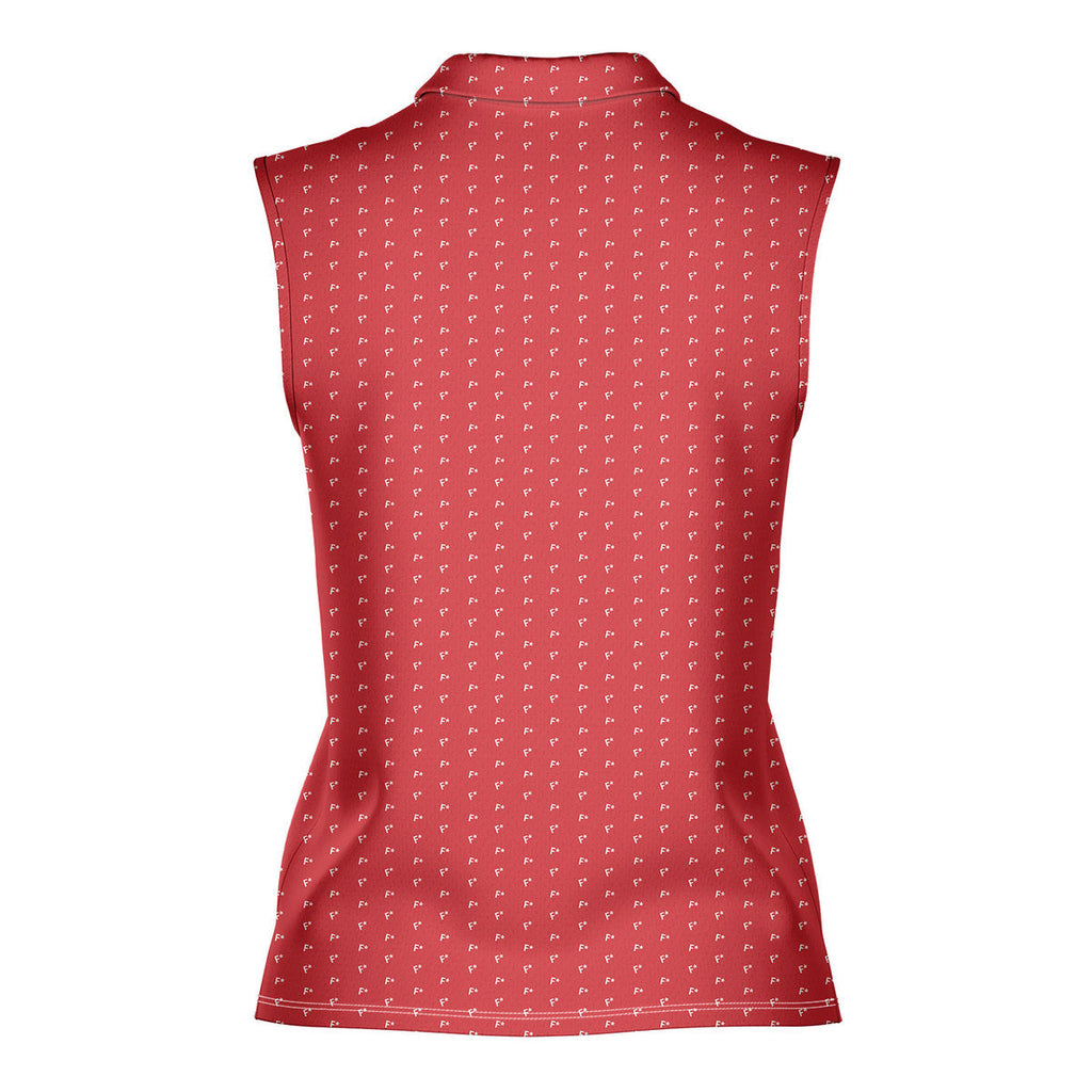 F* Fore the Laughs-Women Sleeveless Polo Shirt-Gerbera Prints