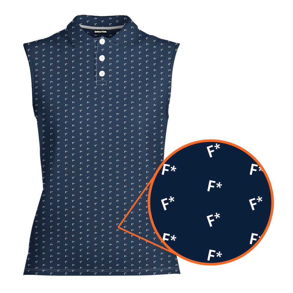 F* Fore the Laughs-Women Sleeveless Polo Shirt-Gerbera Prints
