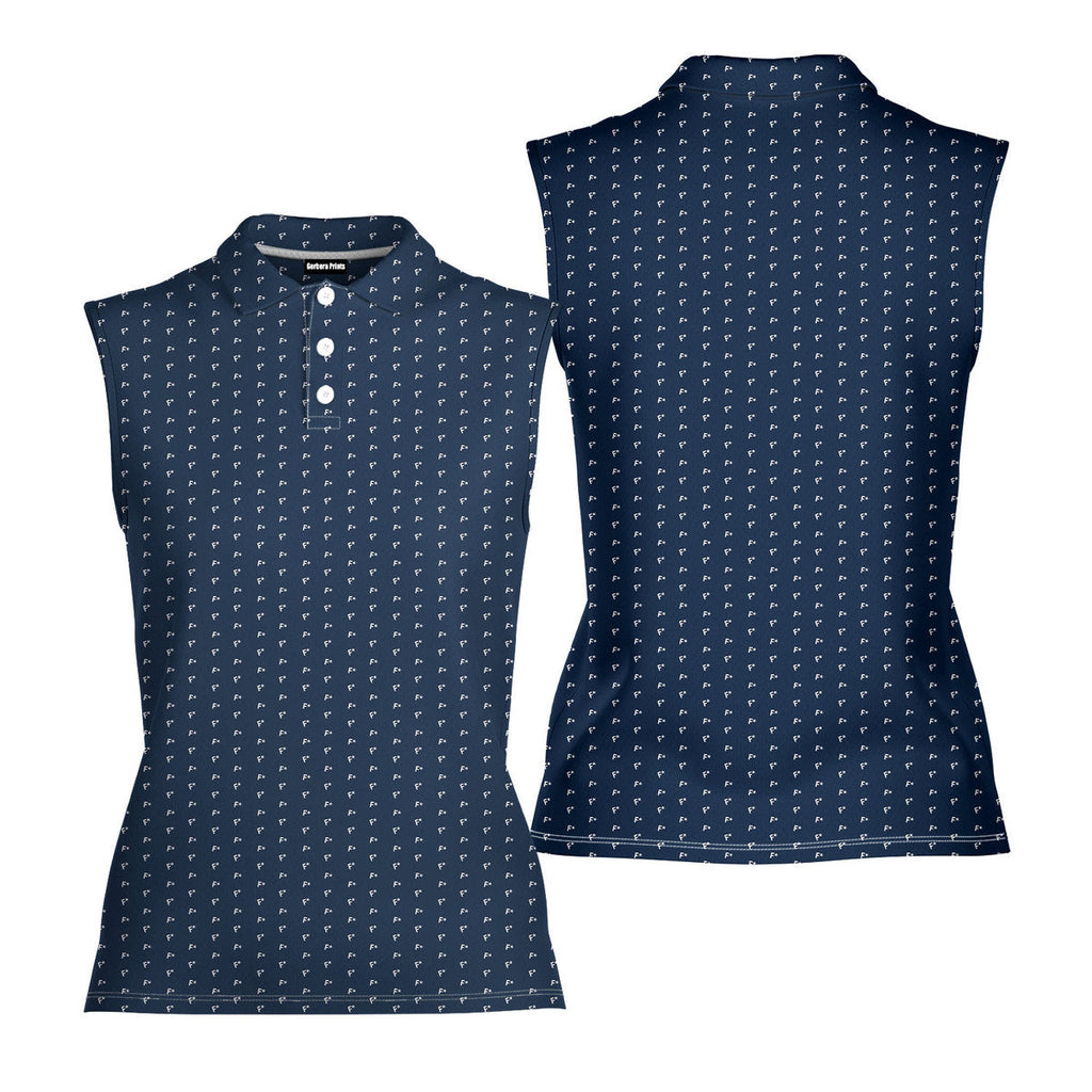 F* Fore the Laughs-Women Sleeveless Polo Shirt-Gerbera Prints