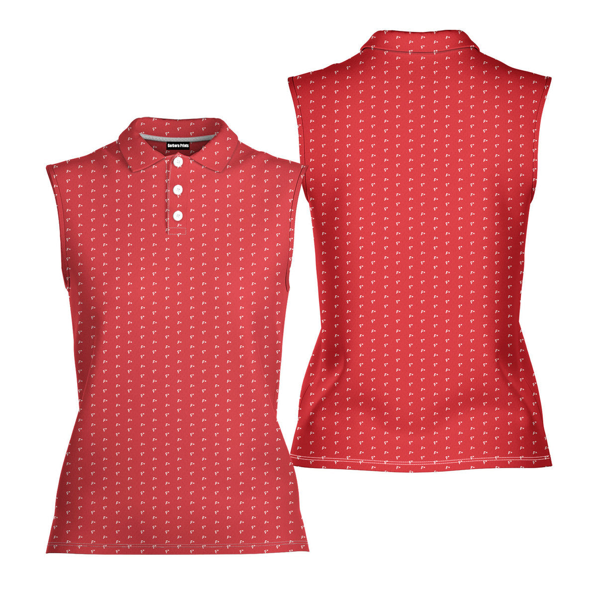 F* Fore the Laughs-Women Sleeveless Polo Shirt-Gerbera Prints