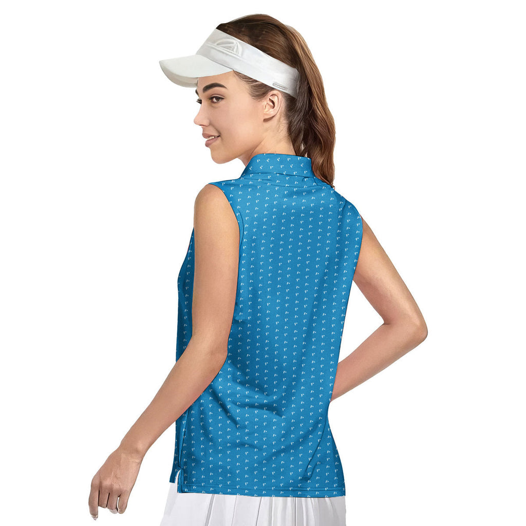 F* Fore the Laughs-Women Sleeveless Polo Shirt-Gerbera Prints