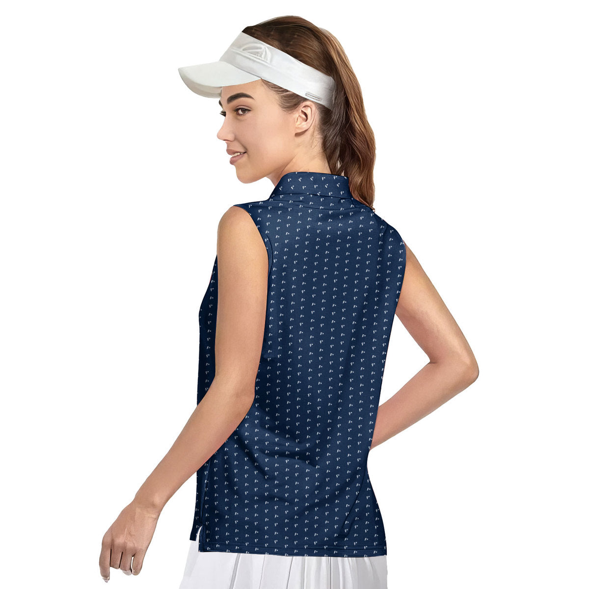 F* Fore the Laughs-Women Sleeveless Polo Shirt-Gerbera Prints