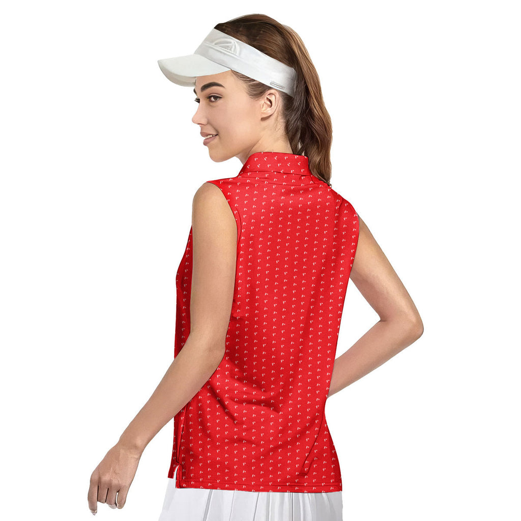 F* Fore the Laughs-Women Sleeveless Polo Shirt-Gerbera Prints