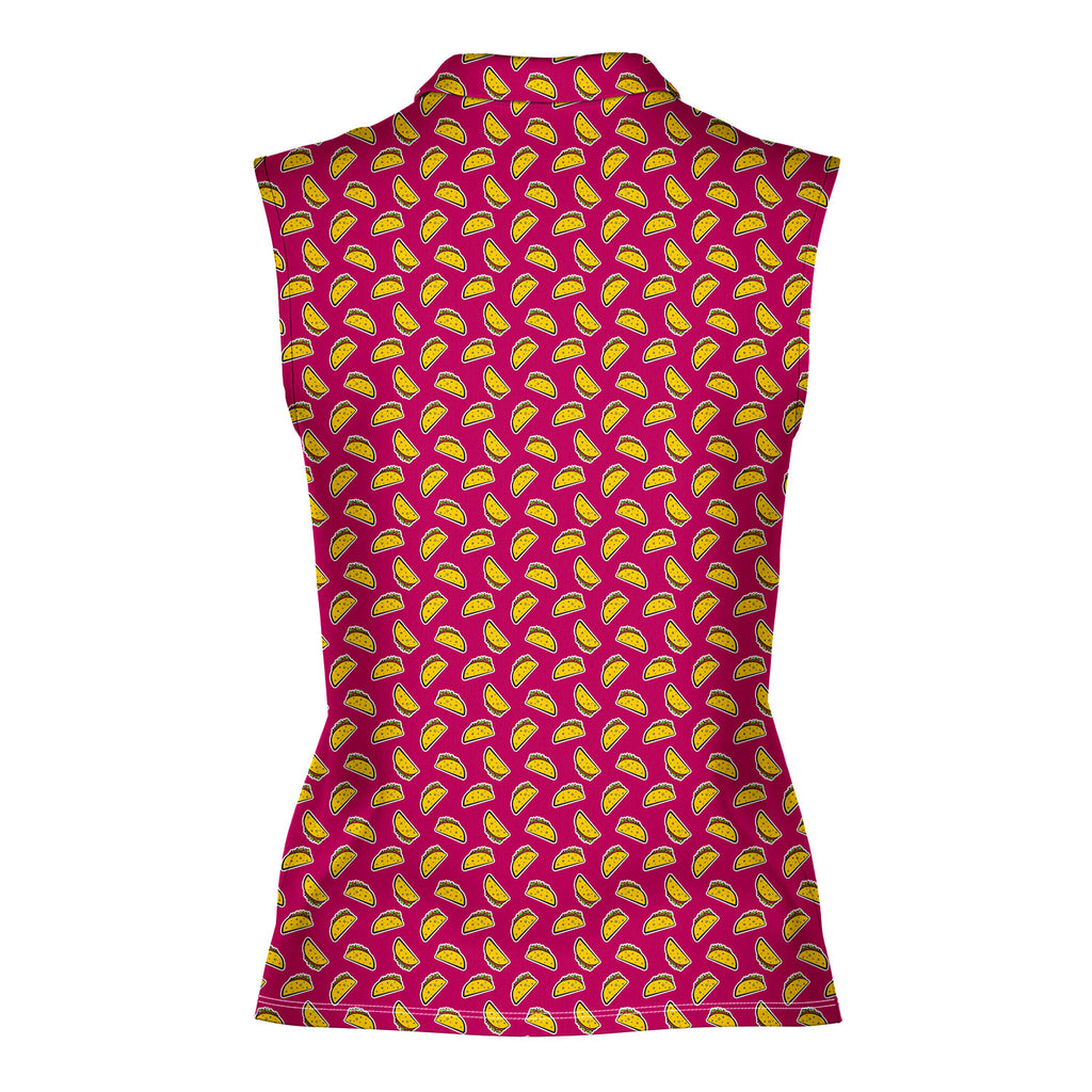 The Pink Taco-Women Sleeveless Polo Shirt-Gerbera Prints