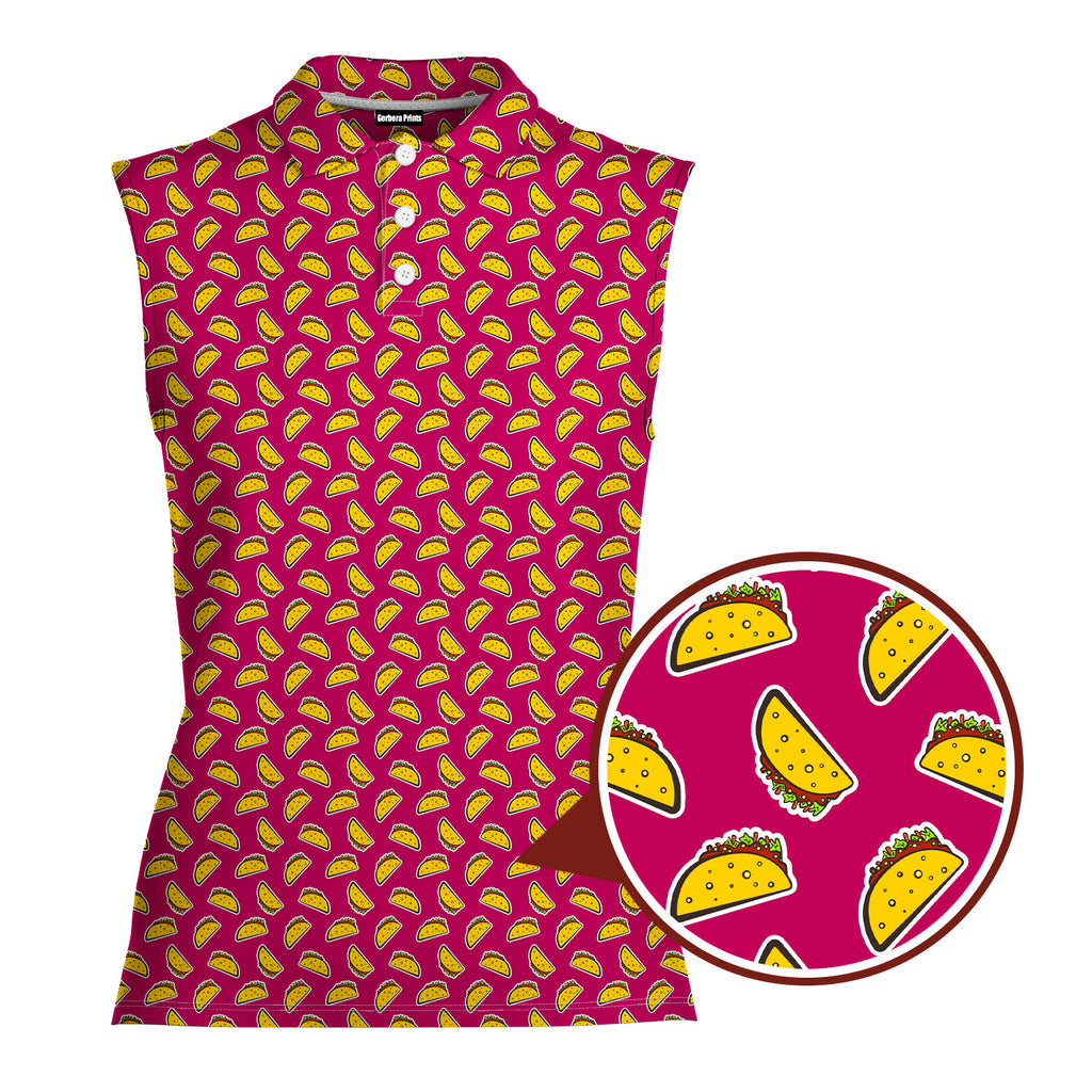 The Pink Taco-Women Sleeveless Polo Shirt-Gerbera Prints
