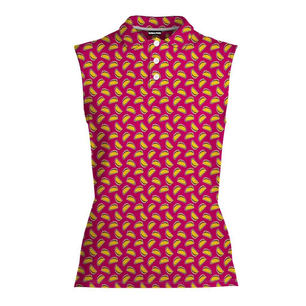 The Pink Taco-Women Sleeveless Polo Shirt-Gerbera Prints