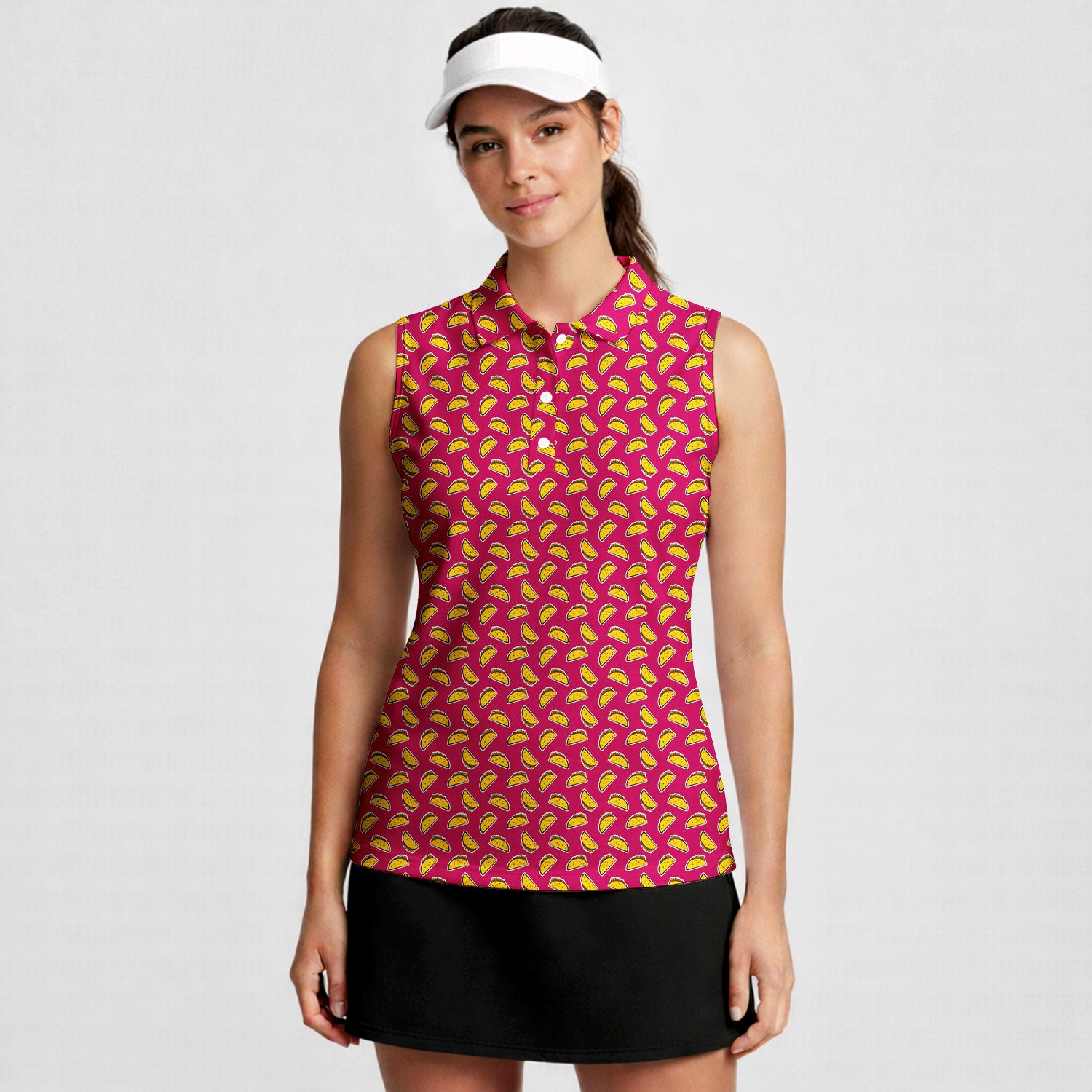 The Pink Taco-Women Sleeveless Polo Shirt-Gerbera Prints