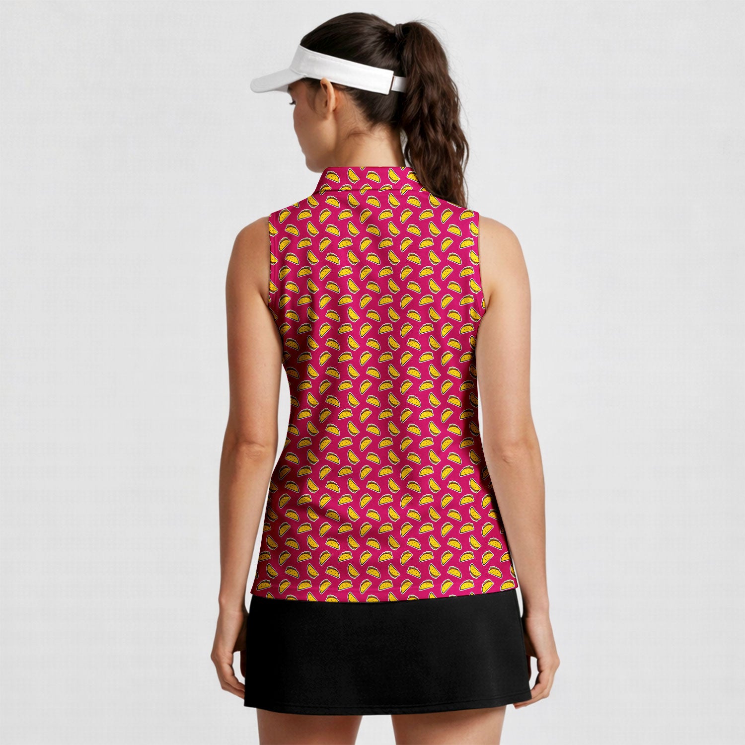 The Pink Taco, Sleeveless Golf Polo Shirt, Funny Women's Golf Polo, Funny Golf Shirts – Gerbera Prints