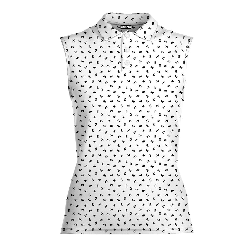 Words Swirl-Women Sleeveless Polo Shirt-Gerbera Prints