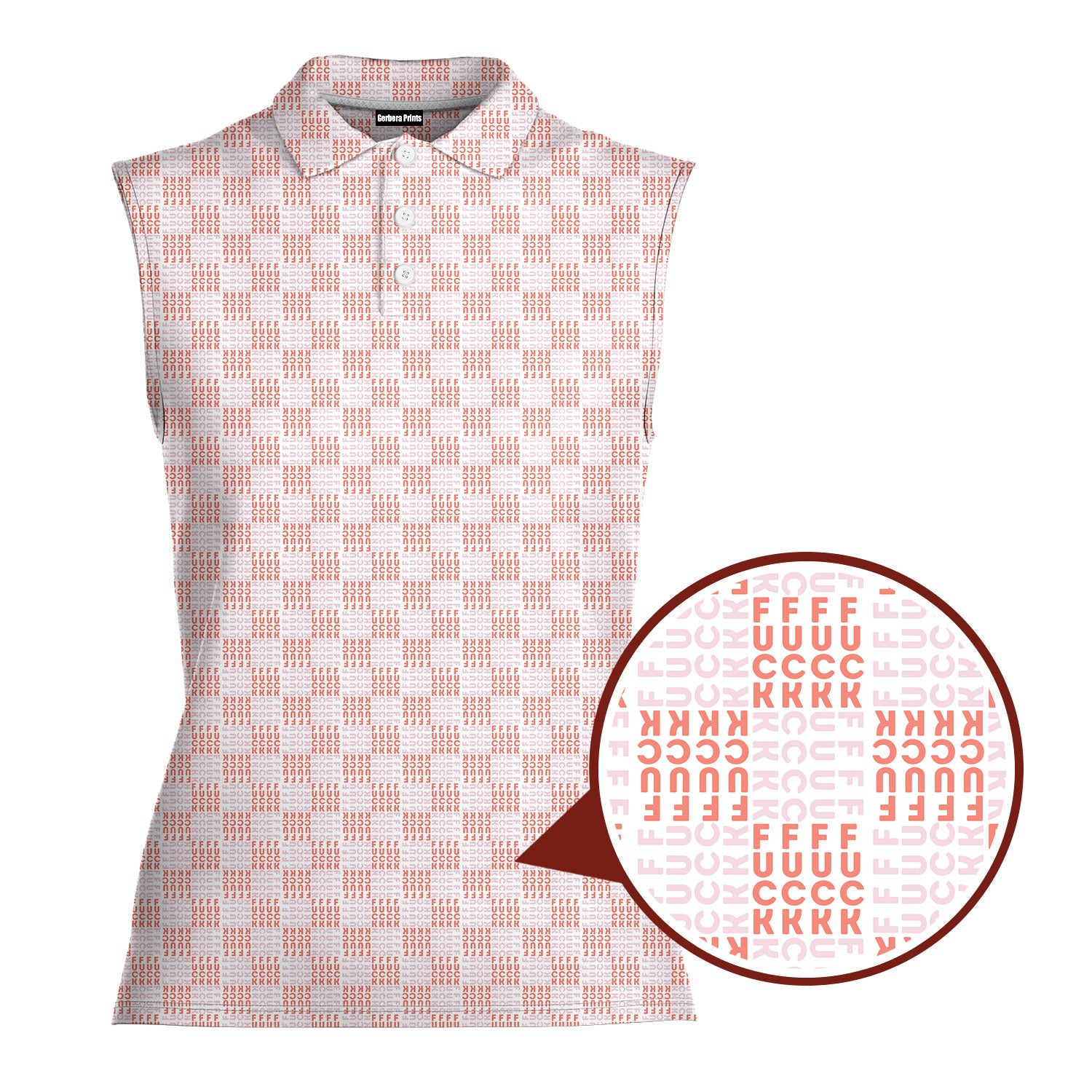 F#@K Pink-Women Sleeveless Polo Shirt-Gerbera Prints