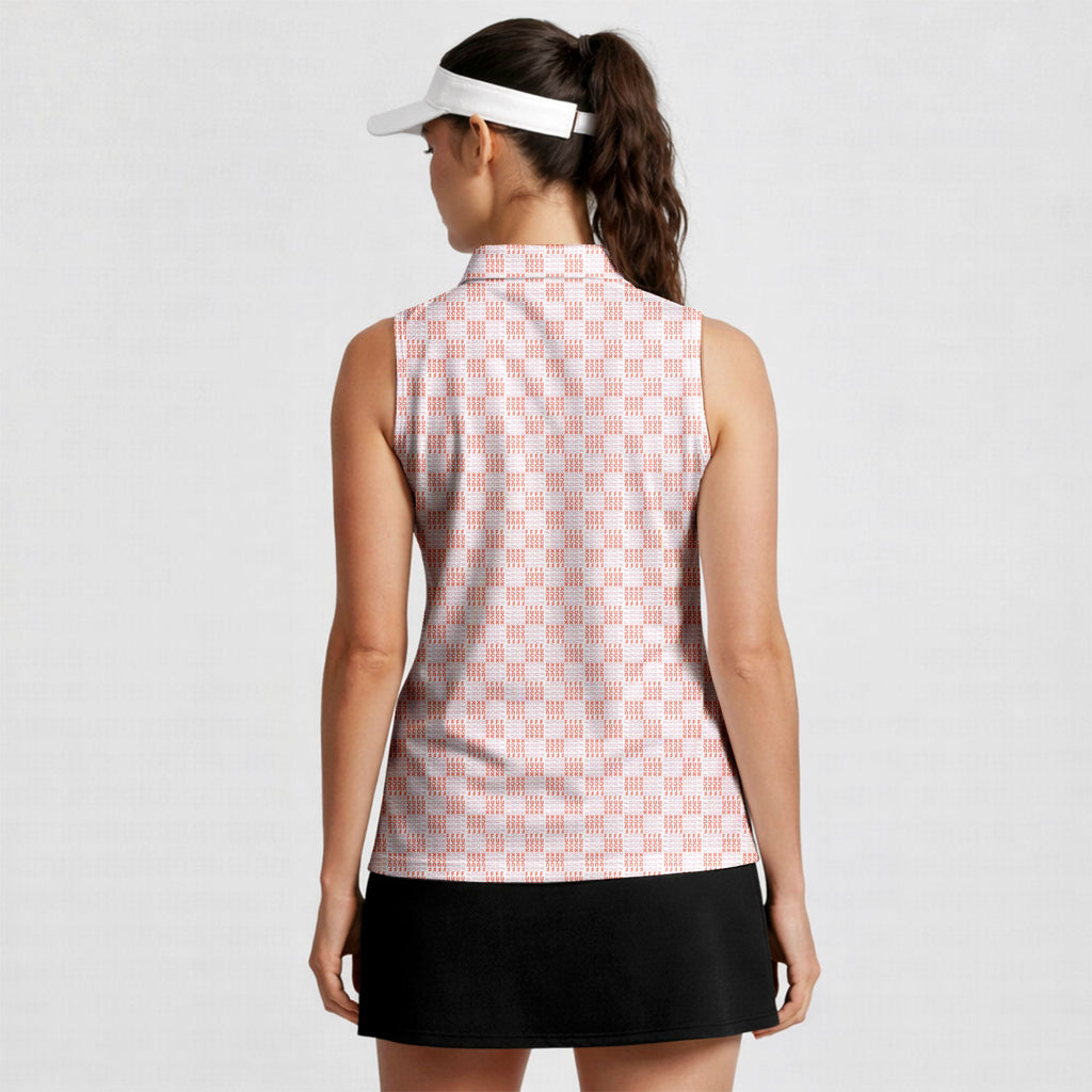 F#@K Pink-Women Sleeveless Polo Shirt-Gerbera Prints