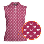 Mustache Rides Performance-Women Sleeveless Polo Shirt-Gerbera Prints